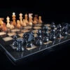 Jeu D'Échecs Effet Marbre En Agate Et Albâtre Noir