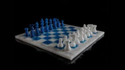 Jeu D'Échecs En Albâtre Bleu Azur
