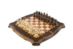 Internationalité Échecs Magasin 29 Coffret Avec Jeu De Backgammon Tressé Et Orné Et Son Jeu D'Échecs