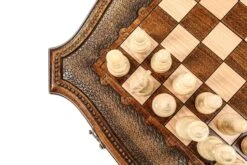Échiquier En Bois Sculpté Et Son Jeu D'Échecs -Internationalité Échecs Magasin echiquier bois sculpte noyer