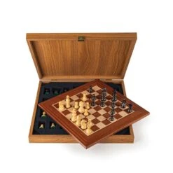 Ensemble Échiquier Acajou Taille Moyenne Et Son Jeu D'échecs