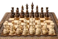 Échiquier En Bois De Hêtre Laqué Et Son Jeu D'Échecs -Internationalité Échecs Magasin echiquier jeu echec bois hetre 2