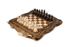 Échiquier En Marqueterie Et Son Jeu D'Échecs