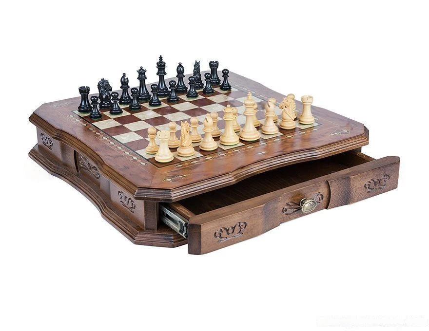 Jeu D'Échecs En Bois Avec Tiroirs 3 Jeu D'Échecs En Bois Avec Tiroirs