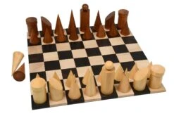 Jeu D'échecs Géométrique Design En Bois -Internationalité Échecs Magasin jeu echec design bois minimalist