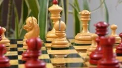 Jeu D'Échecs En Bois De Buis Rouge -Internationalité Échecs Magasin jeu echecs bois buis rouge echiquier