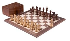 Jeu D'Échecs Style Américain En Érable Et Noyer