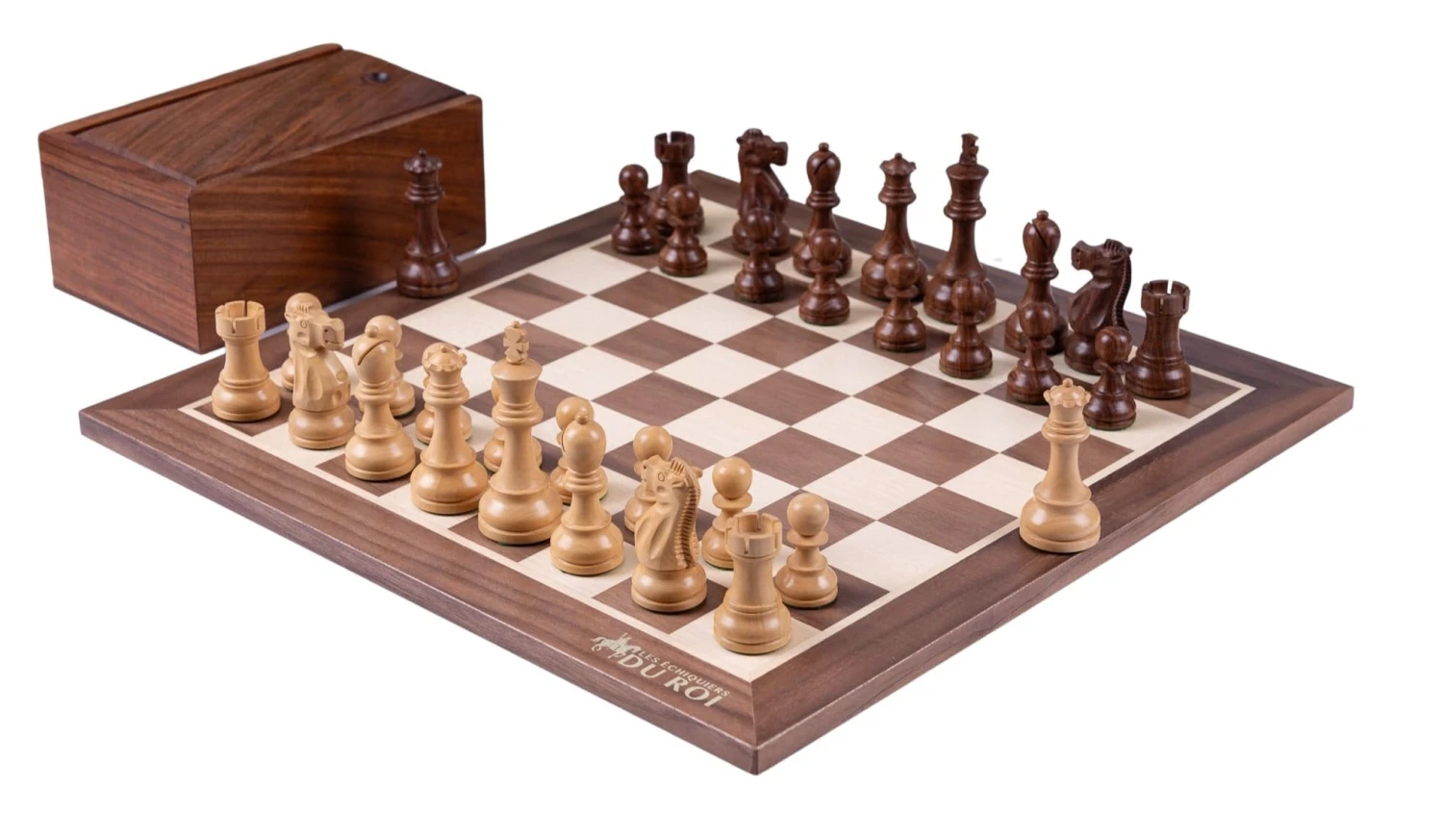 Jeu D'Échecs Style Américain En Érable Et Noyer 3 Jeu D'Échecs Style Américain En Érable Et Noyer